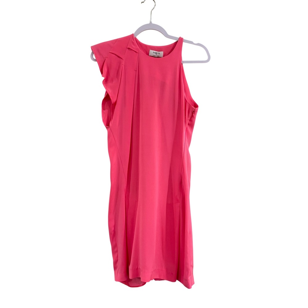 Ports 1961 Silk Dress Women 38 Pink Asymmetric Ruffle Sheath Barbiecore Luxury